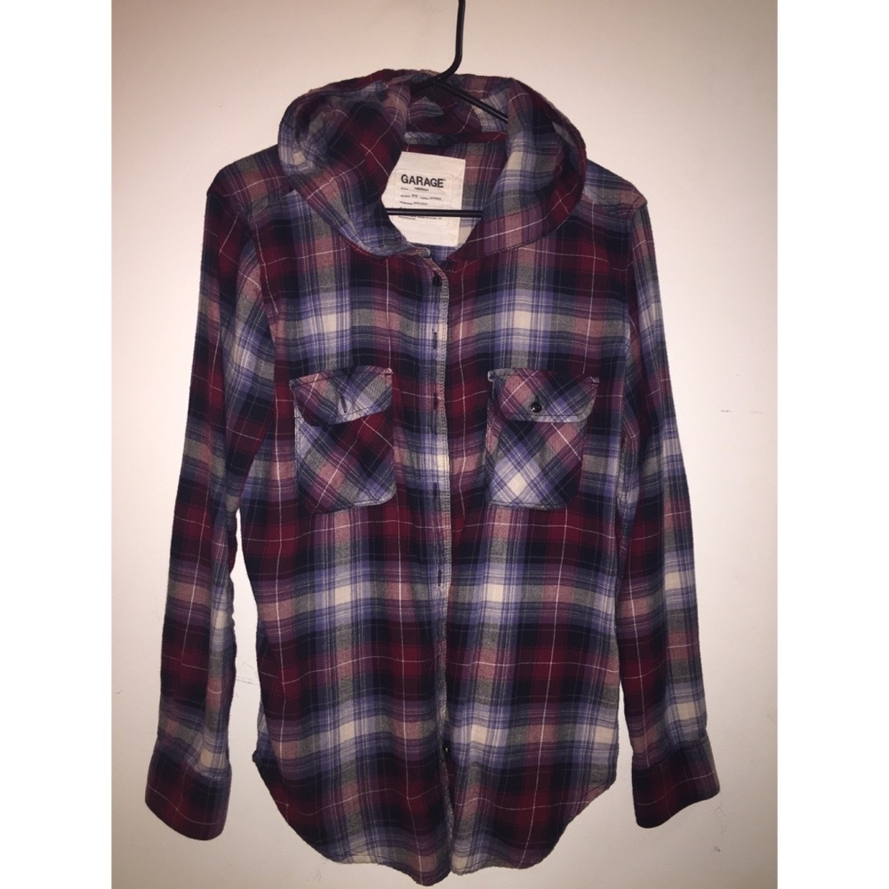 Garage hooded boyfriend flannel shirt